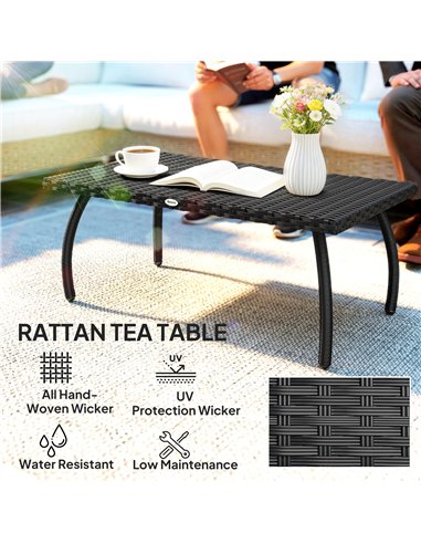 Outsunny PE Wicker Rattan Garden Coffee Table - Black