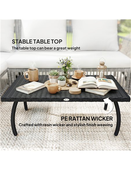Outsunny PE Wicker Rattan Garden Coffee Table - Black - pic 179901 | FastDaddyshop