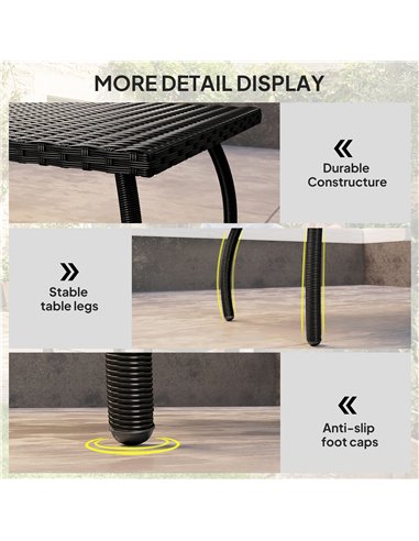 Outsunny PE Wicker Rattan Garden Coffee Table - Black