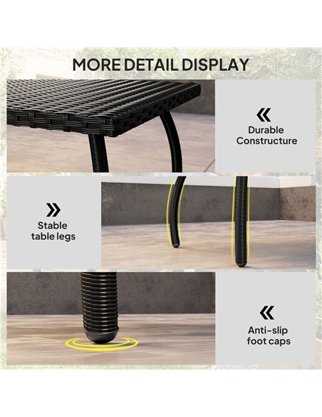 Outsunny PE Wicker Rattan Garden Coffee Table - Black - pic 179902 | FastDaddyshop