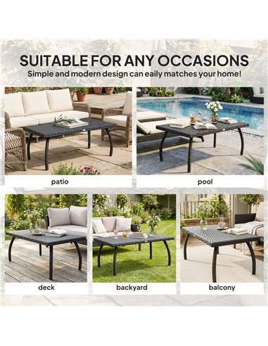 Outsunny PE Wicker Rattan Garden Coffee Table - Black