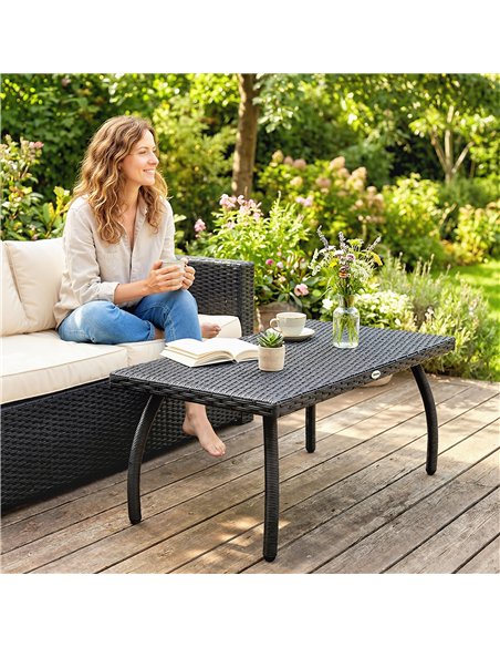 Outsunny PE Wicker Rattan Garden Coffee Table - Black - pic 179904 | FastDaddyshop