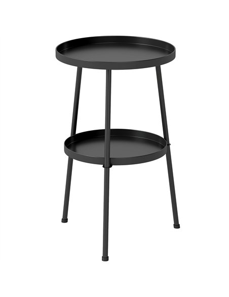 Outsunny Patio Side Table, 2-Tier Round Coffee End Table for Garden Balcony Living Room Bedroom, Black - pic 179906 | FastDaddyshop