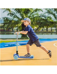 HOMCOM Kids Foldable Kick Scooter with 3 Flashing Wheels, Adjustable Height, for 3-8 Years, Blue 2