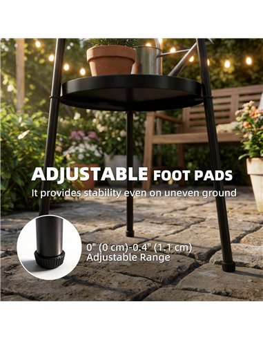 Outsunny Patio Side Table, 2-Tier Round Coffee End Table for Garden Balcony Living Room Bedroom, Black