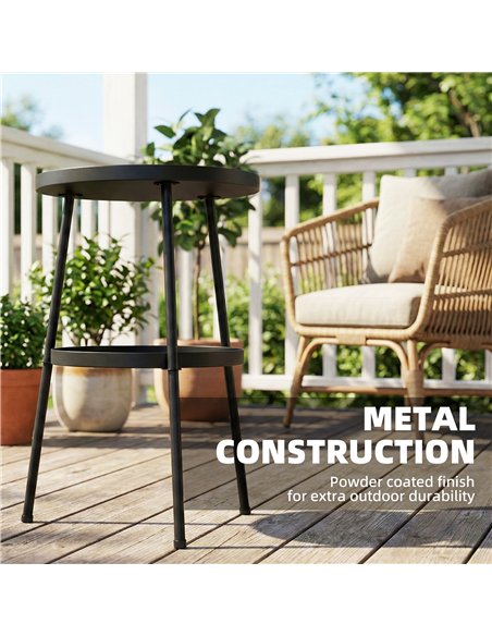 Outsunny Patio Side Table, 2-Tier Round Coffee End Table for Garden Balcony Living Room Bedroom, Black - pic 179911 | FastDaddyshop
