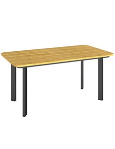 Outsunny Outdoor Garden Coffee Table, Garden Table with Slatted Wood Plastic Composite Top and Metal Frame, Brown