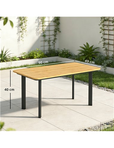 Outsunny Outdoor Garden Coffee Table, Garden Table with Slatted Wood Plastic Composite Top and Metal Frame, Brown