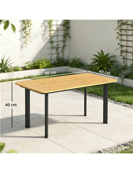 Outsunny Outdoor Garden Coffee Table, Garden Table with Slatted Wood Plastic Composite Top and Metal Frame, Brown - pic 179926 | FastDaddyshop