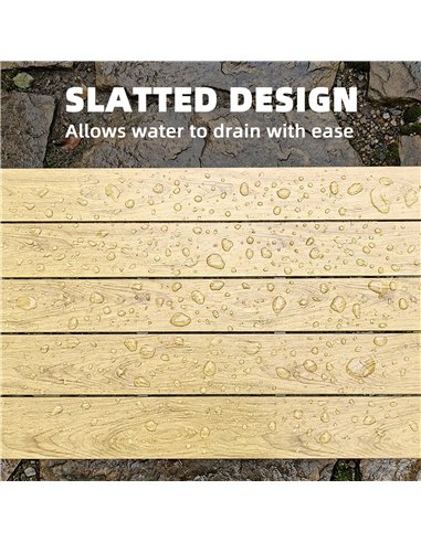 Outsunny Outdoor Garden Coffee Table, Garden Table with Slatted Wood Plastic Composite Top and Metal Frame, Brown