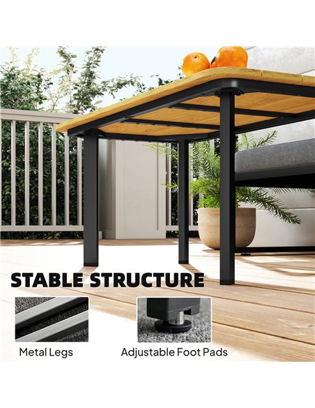 Outsunny Outdoor Garden Coffee Table, Garden Table with Slatted Wood Plastic Composite Top and Metal Frame, Brown - pic 179929 | FastDaddyshop