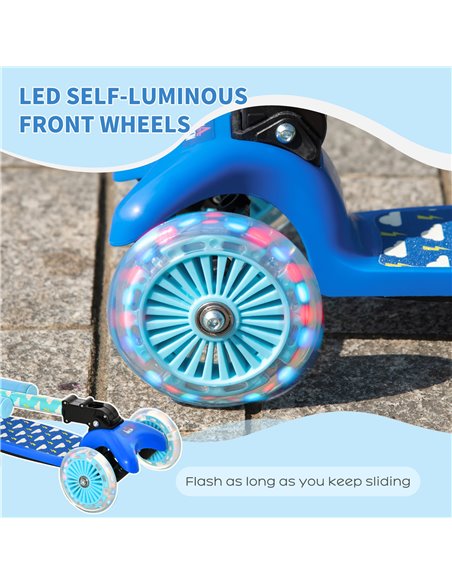 HOMCOM Kids Foldable Kick Scooter with 3 Flashing Wheels, Adjustable Height, for 3-8 Years, Blue - pic 17994 | FastDaddyshop