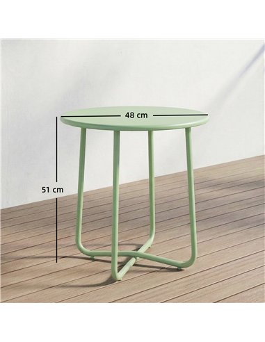 Outsunny 48 cm Round Garden Side Table, Small Metal Outdoor Garden Table with Rolled Edge, Green