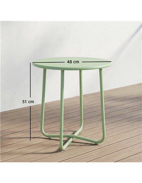 Outsunny 48 cm Round Garden Side Table, Small Metal Outdoor Garden Table with Rolled Edge, Green - pic 179944 | FastDaddyshop