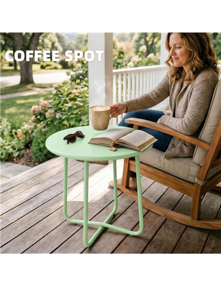 Outsunny 48 cm Round Garden Side Table, Small Metal Outdoor Garden Table with Rolled Edge, Green - pic 179948 | FastDaddyshop