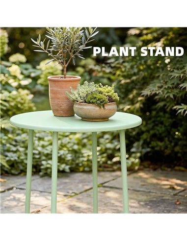 Outsunny 48 cm Round Garden Side Table, Small Metal Outdoor Garden Table with Rolled Edge, Green