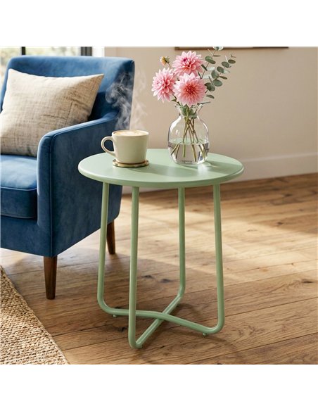 Outsunny 48 cm Round Garden Side Table, Small Metal Outdoor Garden Table with Rolled Edge, Green - pic 179950 | FastDaddyshop