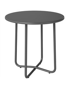 Outsunny 48 cm Round Garden Side Table, Small Metal Outdoor Garden Table with Rolled Edge, Dark Grey