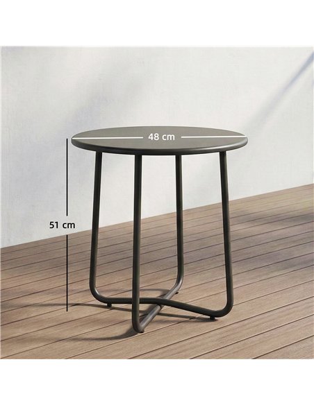Outsunny 48 cm Round Garden Side Table, Small Metal Outdoor Garden Table with Rolled Edge, Dark Grey - pic 179953 | FastDaddyshop