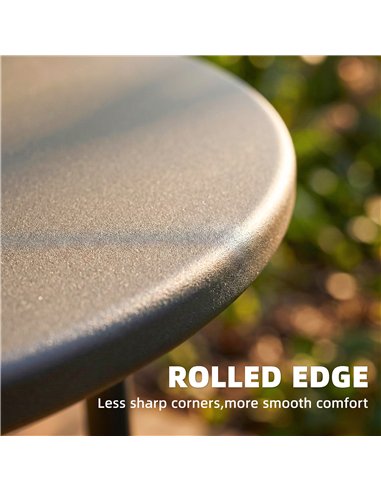 Outsunny 48 cm Round Garden Side Table, Small Metal Outdoor Garden Table with Rolled Edge, Dark Grey