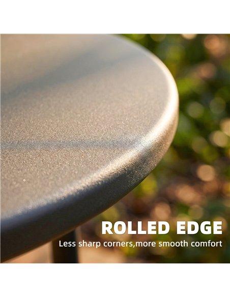 Outsunny 48 cm Round Garden Side Table, Small Metal Outdoor Garden Table with Rolled Edge, Dark Grey - pic 179954 | FastDaddyshop