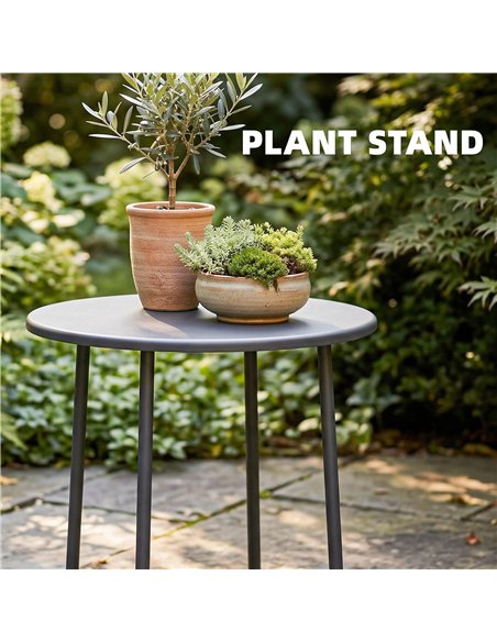 Outsunny 48 cm Round Garden Side Table, Small Metal Outdoor Garden Table with Rolled Edge, Dark Grey - pic 179958 | FastDaddyshop