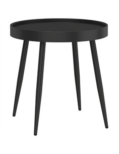 Outsunny 49.5 cm Round Garden Table, Small Outdoor Coffee Side Table with Plastic Tray-Style Top, Metal Legs, Black