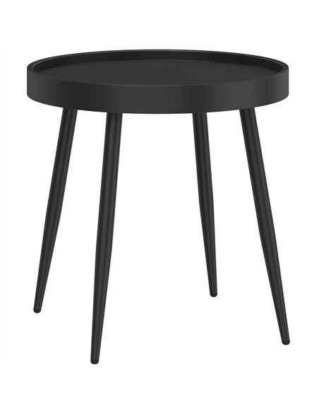 Outsunny 49.5 cm Round Garden Table, Small Outdoor Coffee Side Table with Plastic Tray-Style Top, Metal Legs, Black - pic 179960 | FastDaddyshop