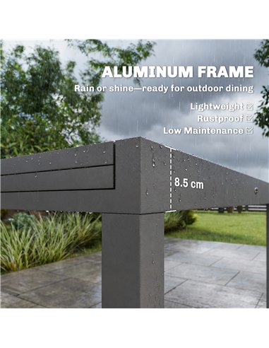 Outsunny Extending Garden Table for 6-10, Aluminium Outdoor Dining Table with Tempered Glass Top, Grey