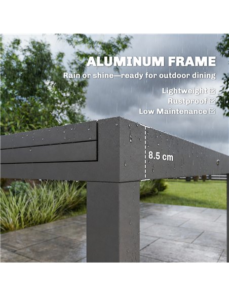 Outsunny Extending Garden Table for 6-10, Aluminium Outdoor Dining Table with Tempered Glass Top, Grey - pic 179973 | FastDaddyshop