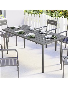 Outsunny Garden Dining Table for 6 Person, 165 x 80 cm Rectangular Outdoor Dining Table with Slatted Top 2