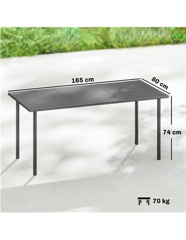 Outsunny Garden Dining Table for 6 Person, 165 x 80 cm Rectangular Outdoor Dining Table with Slatted Top