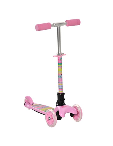HOMCOM Kids Foldable Kick Scooter with 3 Flashing Wheels, Adjustable Height, for 3-8 Years, Pink - pic 17999 | FastDaddyshop