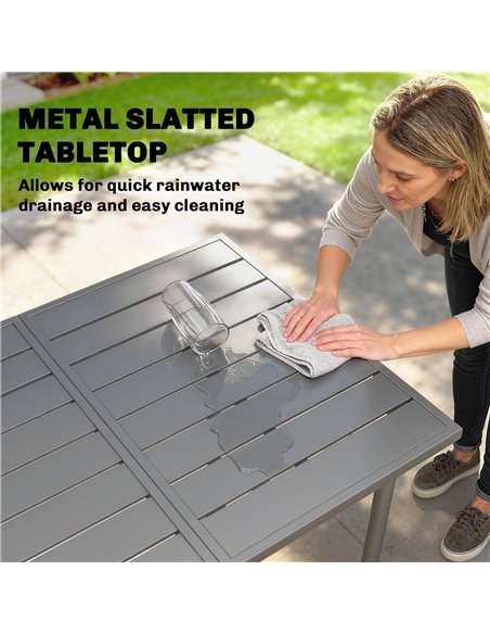 Outsunny Garden Dining Table for 6 Person, 165 x 80 cm Rectangular Outdoor Dining Table with Slatted Top - pic 179991 | FastDaddyshop