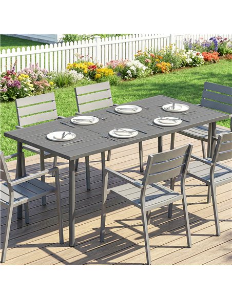 Outsunny Garden Dining Table for 6 Person, 165 x 80 cm Rectangular Outdoor Dining Table with Slatted Top - pic 179994 | FastDaddyshop