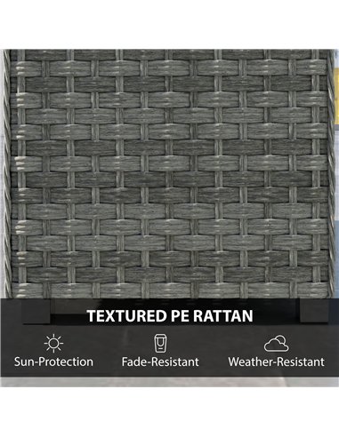 Outsunny Outdoor Coffee Table with Storage Shelf, PE Rattan Side Table with Slatted Top and Foot Pads, Grey