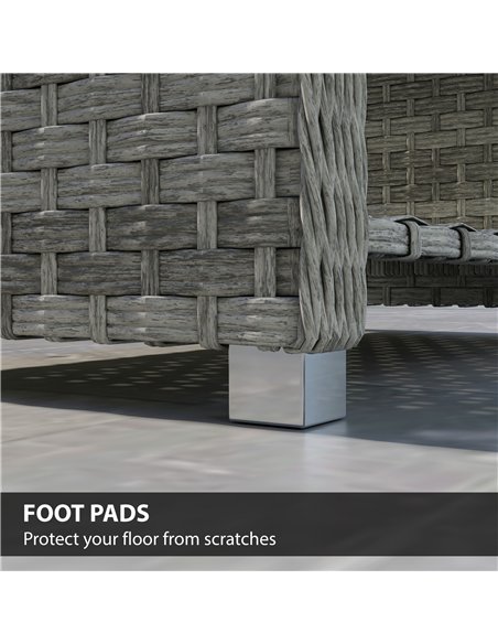 Outsunny Outdoor Coffee Table with Storage Shelf, PE Rattan Side Table with Slatted Top and Foot Pads, Grey - pic 180002 | FastDaddyshop
