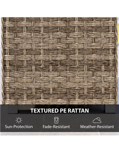 Outsunny Outdoor Coffee Table with Storage Shelf, PE Rattan Side Table with Slatted Top and Foot Pads, Light Brown