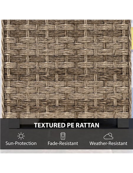 Outsunny Outdoor Coffee Table with Storage Shelf, PE Rattan Side Table with Slatted Top and Foot Pads, Light Brown - pic 180008 | FastDaddyshop
