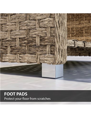 Outsunny Outdoor Coffee Table with Storage Shelf, PE Rattan Side Table with Slatted Top and Foot Pads, Light Brown