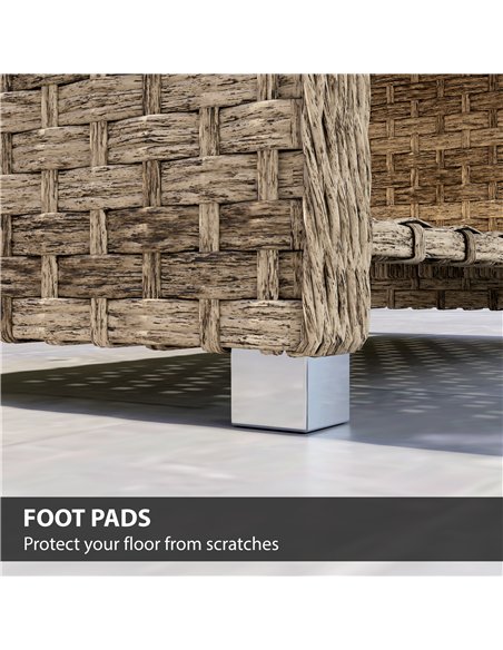 Outsunny Outdoor Coffee Table with Storage Shelf, PE Rattan Side Table with Slatted Top and Foot Pads, Light Brown - pic 180011 | FastDaddyshop