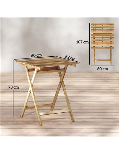Outsunny Outdoor Coffee Table Foldable Wooden Garden Table for Patio Balcony Natural Wood