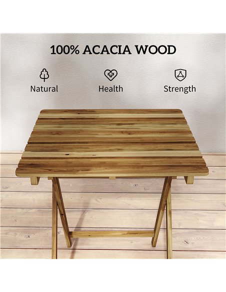 Outsunny Outdoor Coffee Table Foldable Wooden Garden Table for Patio Balcony Natural Wood - pic 180017 | FastDaddyshop