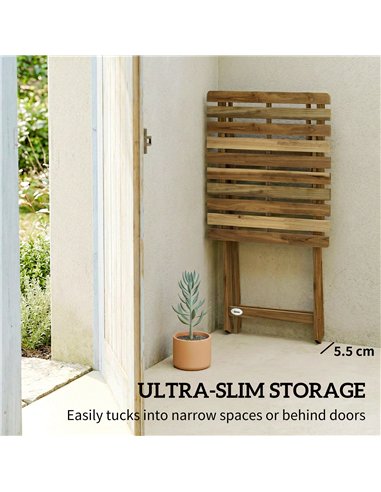 Outsunny Outdoor Coffee Table Foldable Wooden Garden Table for Patio Balcony Natural Wood