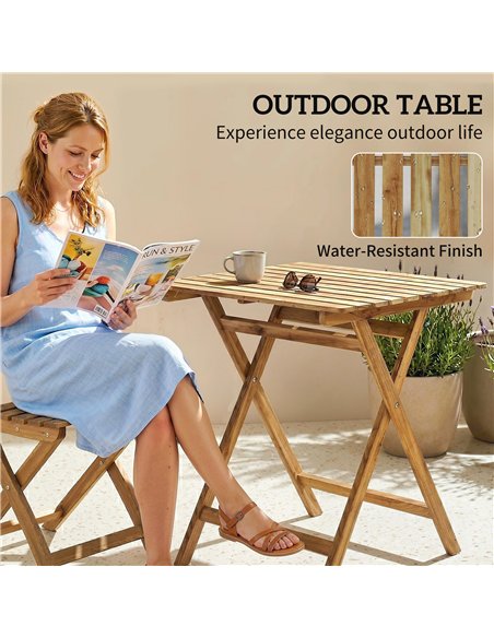 Outsunny Outdoor Coffee Table Foldable Wooden Garden Table for Patio Balcony Natural Wood - pic 180020 | FastDaddyshop