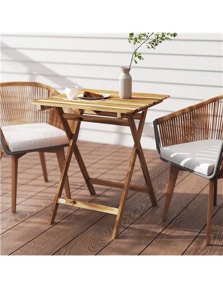 Outsunny Outdoor Coffee Table Foldable Wooden Garden Table for Patio Balcony Natural Wood - pic 180021 | FastDaddyshop