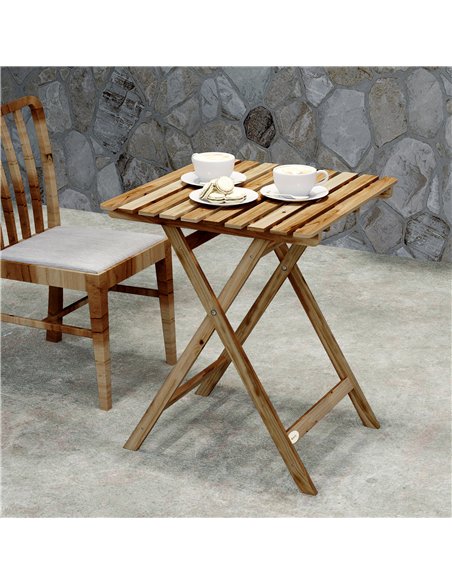 Outsunny Outdoor Coffee Table Foldable Wooden Garden Table for Patio Balcony Natural Wood - pic 180022 | FastDaddyshop