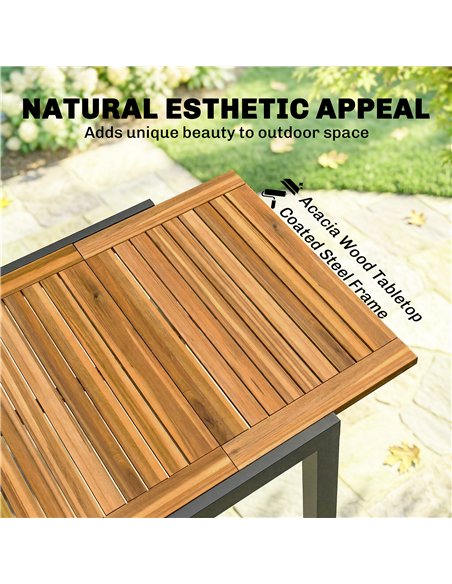 Outsunny Patio Dining Table Expandable Outdoor Dining Table Acacia Wood Top 80-120 cm Natural and Black - pic 180028 | FastDaddyshop
