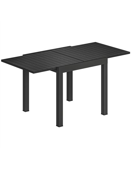 Outsunny Extending Garden Table for 4-6, Aluminium Outdoor Dining Table with Faux Wood Slatted Top, Black - pic 180041 | FastDaddyshop