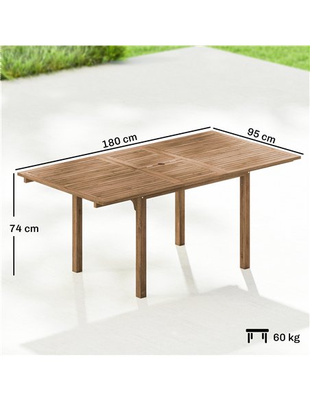 Outsunny Extending Garden Table, Outdoor Dining Table for 6-8 with Acacia Wood Slatted Tabletop for Balcony Porch - pic 180052 | FastDaddyshop